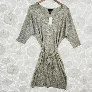 NWT Lane Bryant Womens 14/16 Marled Knit Dolman Sleeve Shift Dress Brown Shimmer